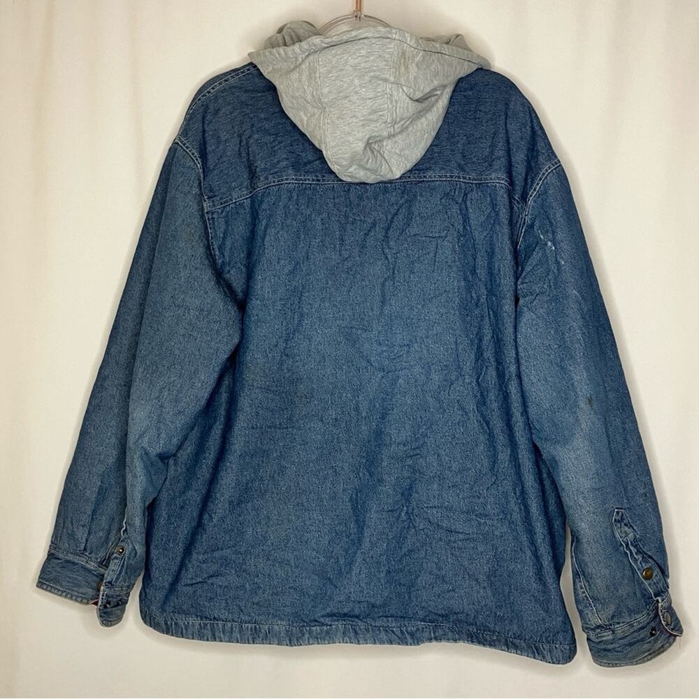 Faded Glory VTG Men's Denim Fleece Lined Zip Button Hoodie Cotton XL - Picture 10 of 14